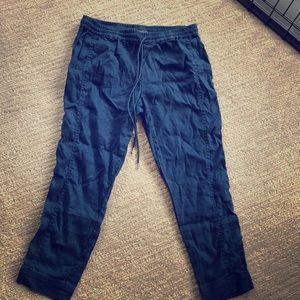 Linen navy skinny leg pant